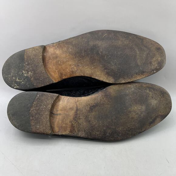 David Eden Ostrich Oxford Men Size 14 Black Cap Toe Brogue Shoes Made In Italy - Picture 7 of 10